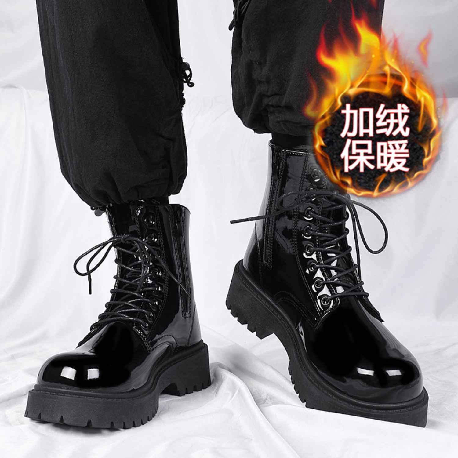 Men'S Fashion Xxl - Warme Plüsch-High-Top-Stiefel für Herren, Winterstiefel mit