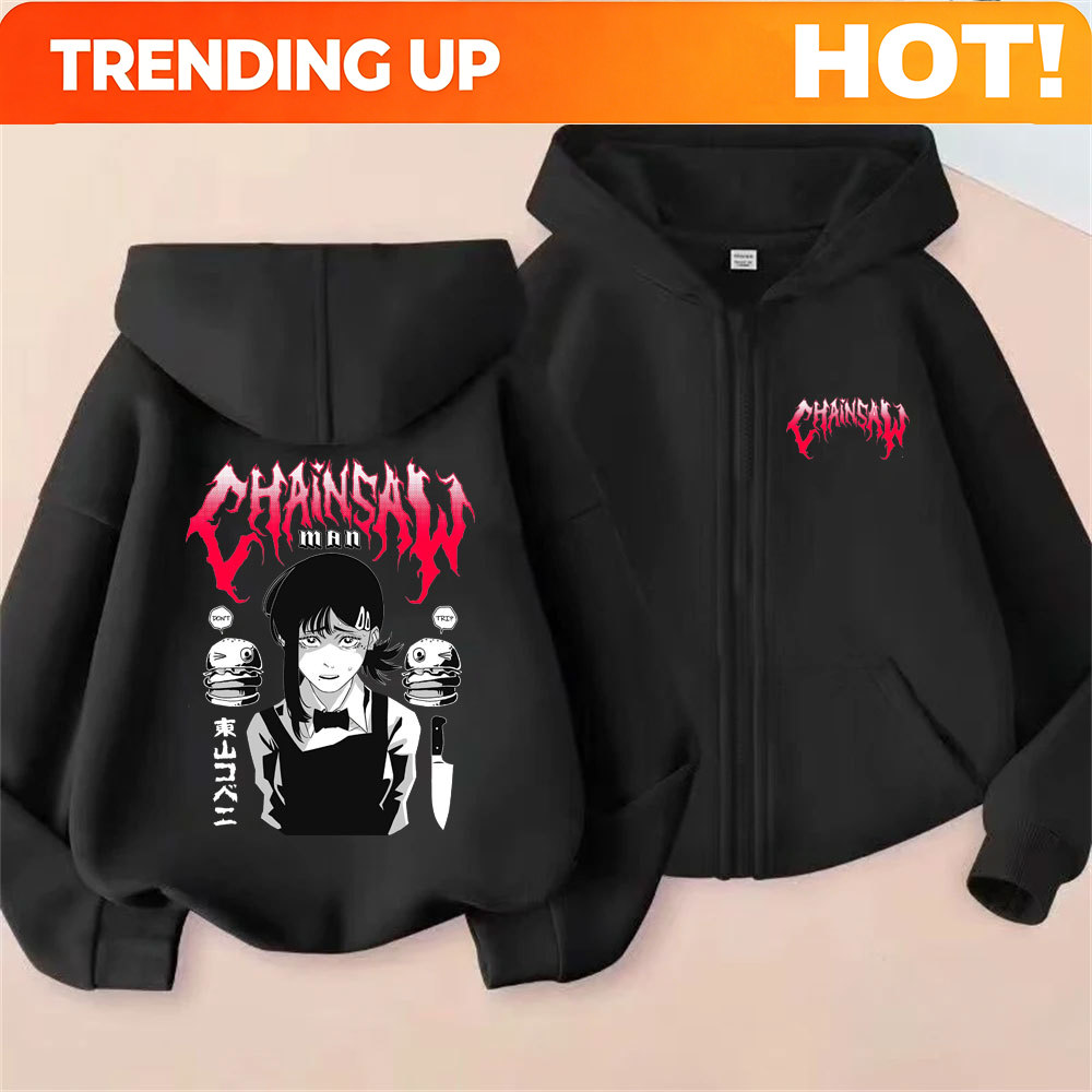 Men'S Fashion Zipper Hoodie - Maßgeschneiderter Anime Chainsaw Man Higashiyama Kobeni