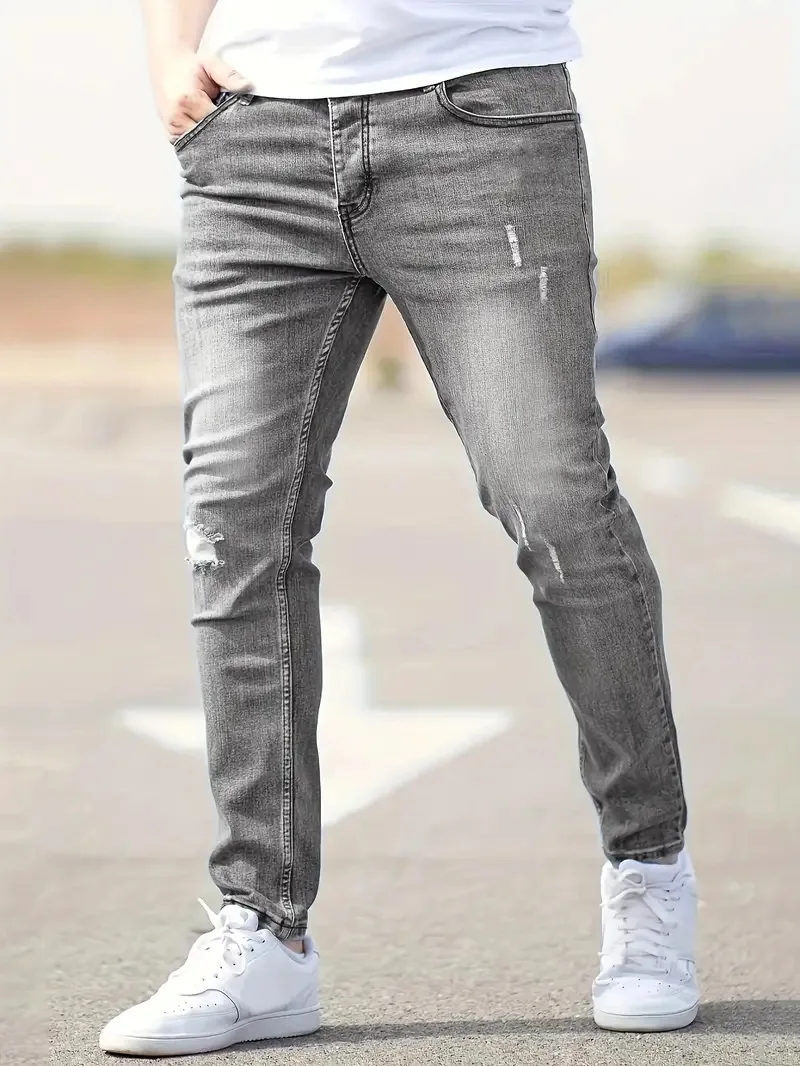 Skinny Jeans Ripped - Herren Jeans Stretch Slim Fit Hose