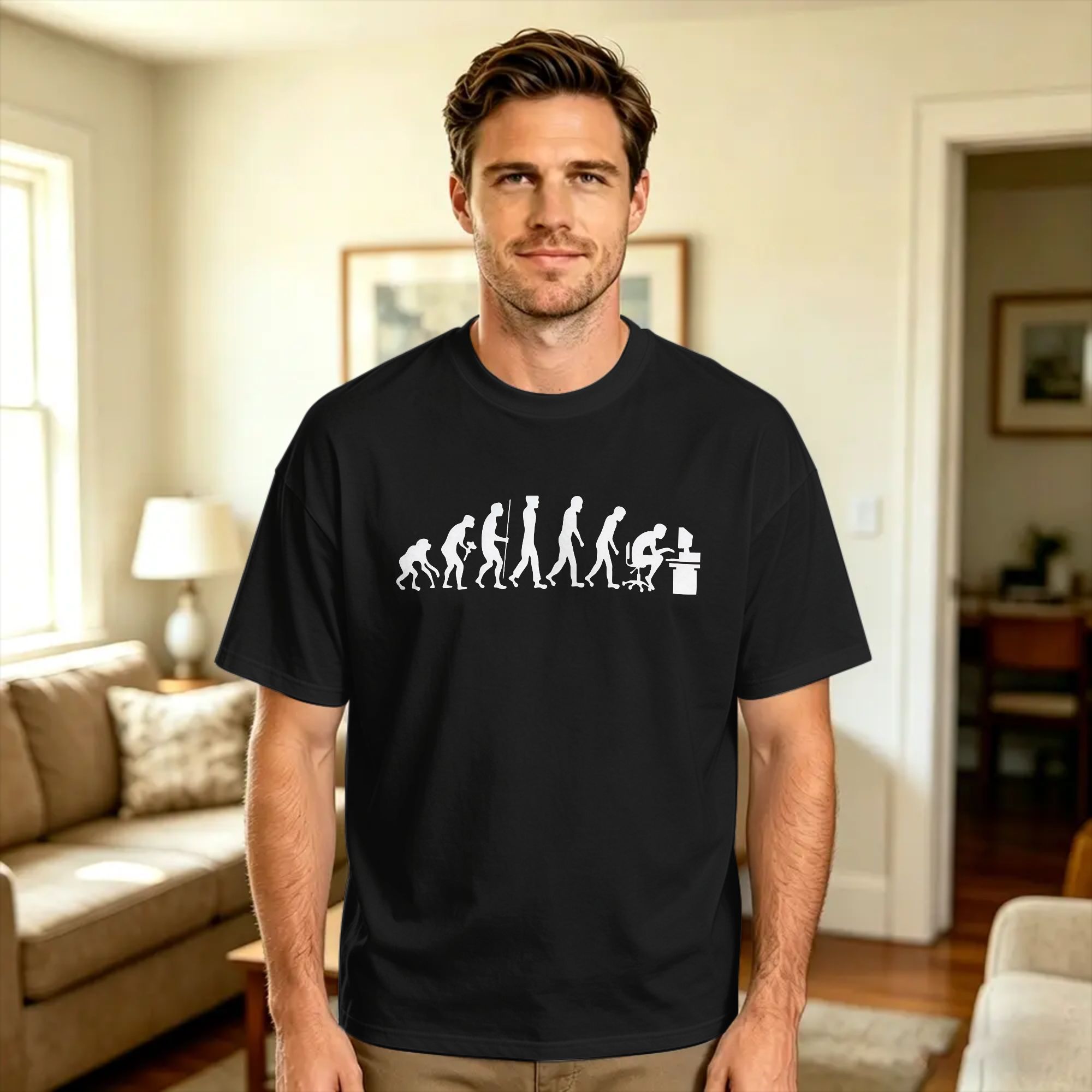 Men'S Fashion Evolution - Evolution des Geek-Computerspieler-Geschenks T-Shirt Herren Streetwear
