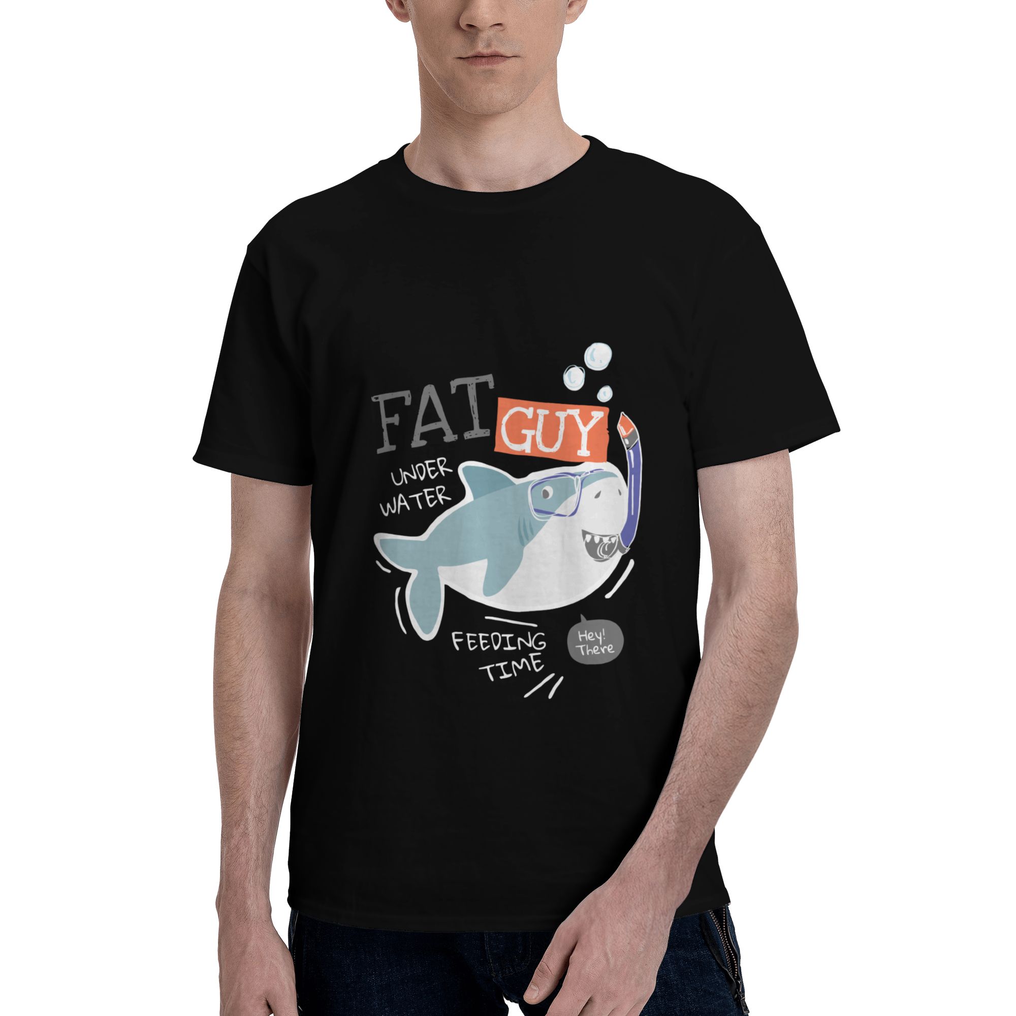 Men'S Fashion For Fat Guys - Fat Guy Shark Print Herren-T-Shirt, T-Shirts,