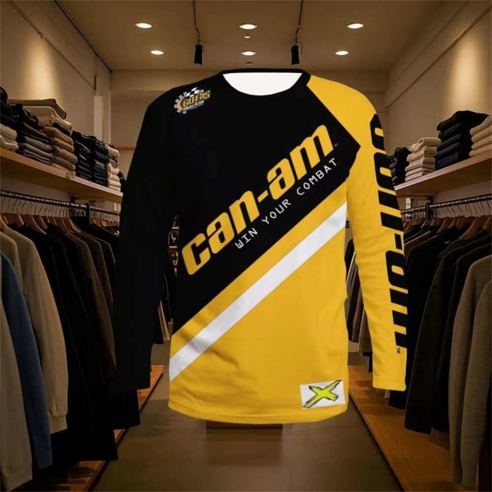 Men'S Fashion Trends - Motorrad-Renn-Langarm-T-Shirt mit Rundhalsausschnitt für Männer und