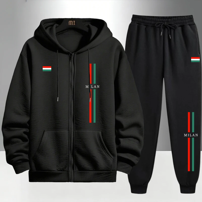 Men'S Fashion Zipper Hoodie - 2026 Italien Bedrucktes Herren-Set Reißverschluss-Hoodie und