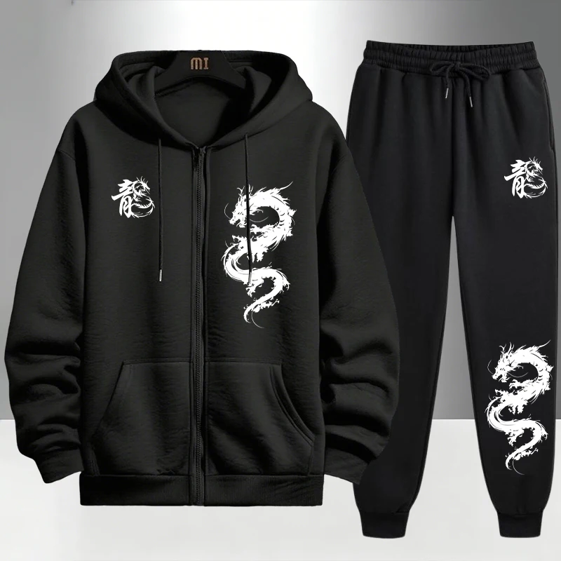 Chinesischer Drachen-Print Tra – Men'S Fashion Zipper Hoodie Bewertung und Preis