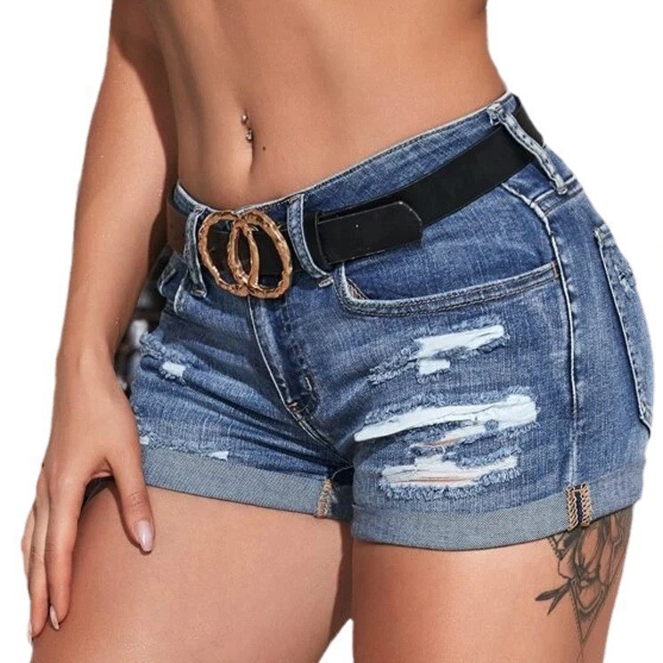 High-Waist Washed Denim Shorts – Skinny Jeans Ripped Bewertung und Preis