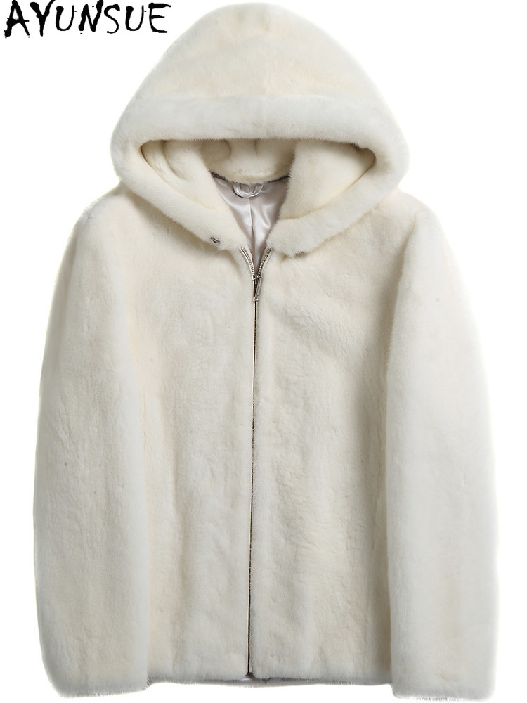 AYUSNUE Natürlicher Nerzmantel – Men'S Fashion Zipper Hoodie Bewertung und Preis