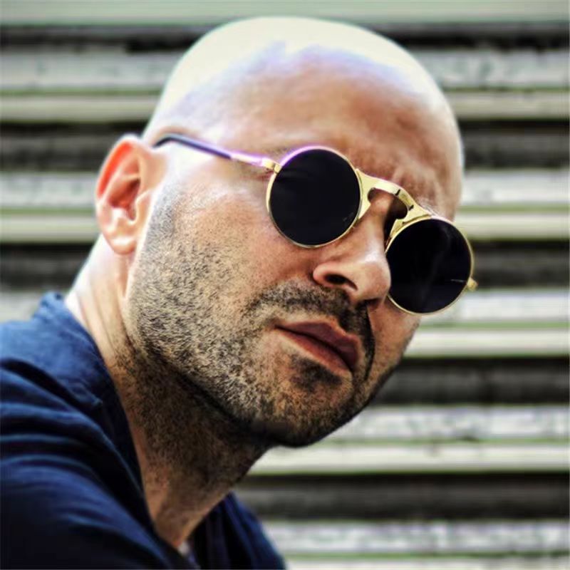 Retro Steampunk Runde Sonnenbr – Men'S Fashion Round Glasses Bewertung und Preis