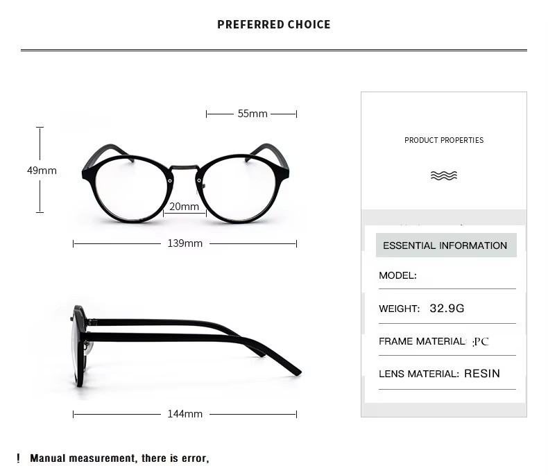 Modische transparente runde Br – Men'S Fashion Round Glasses Bewertung und Preis