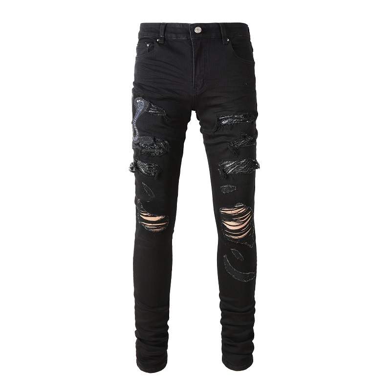 Männer Schlange Stickerei Jean – Skinny Jeans Ripped Bewertung und Preis